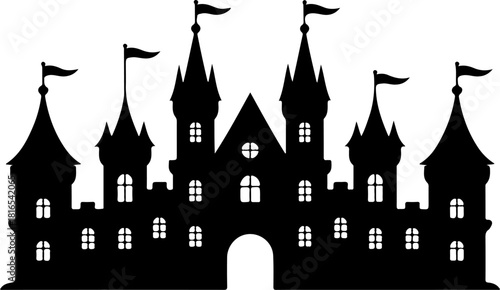 Magnificent Medieval Castle silhouette vector illustration