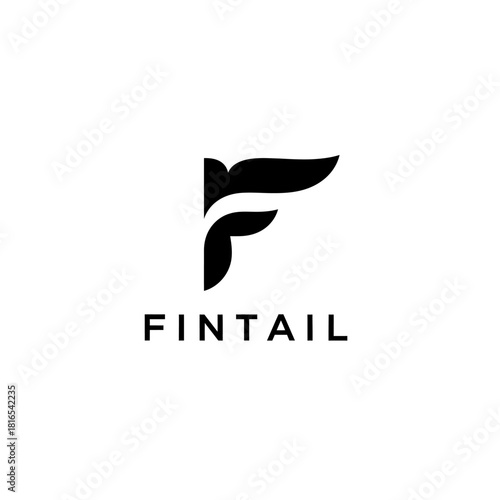 Modern Fintail Logo Design Minimalist Black and White.