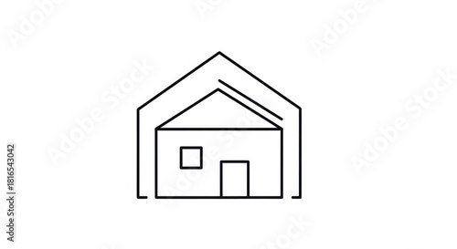 House Icon with Minimalist, Home, Real Estate, and Line Art.