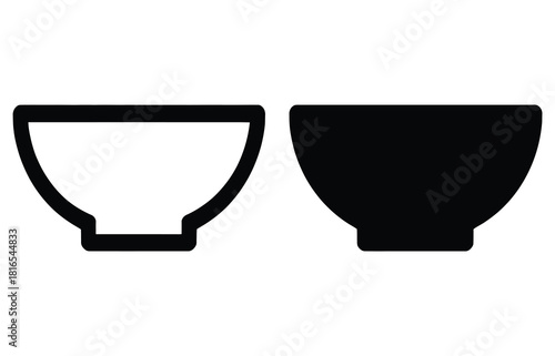 Bowl Line Art Icon Set Simple and Clean Kitchenware Illustration for Food Preparation Serving and Dining Vector Illustration Isolated on White Background