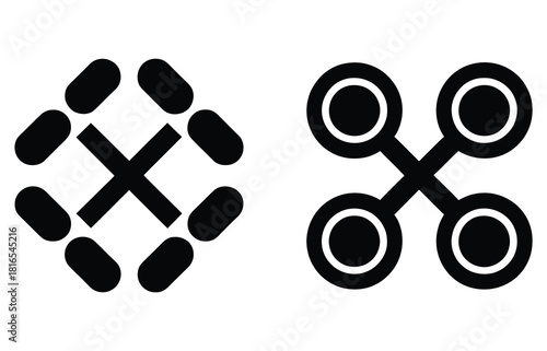 Drone Icon Vector Illustration Modern Remote Control Aircraft Logo Black Outline Symbol Isolated on White Background Quadcopter Silhouette Drone Flight Equipment Vector Logo Design