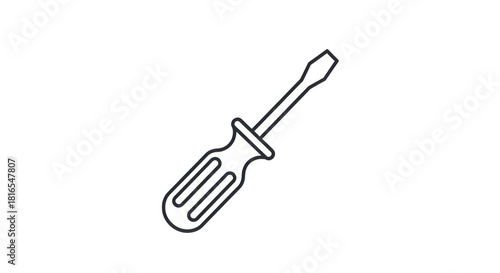 Screwdriver Line Icon Tool Outline Isolated.