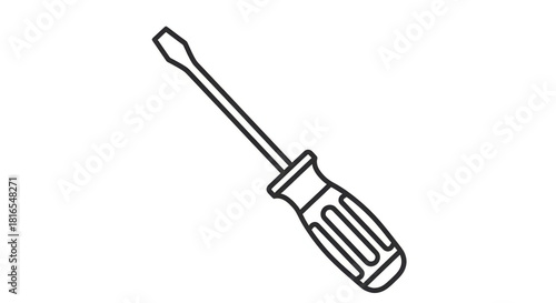 Screwdriver Outline Hand Tool Vector.