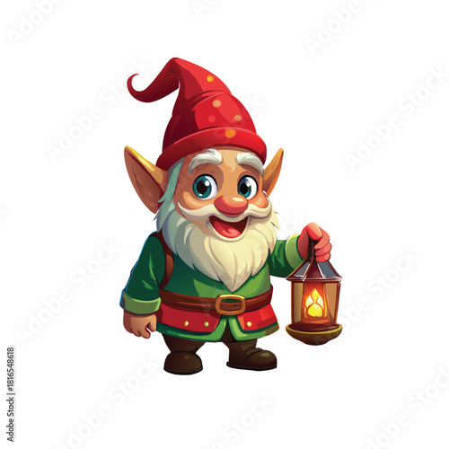 Santa Claus puppet holding gifts and a present cartoon illustration