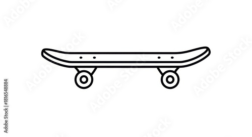 Skateboard Line Art Isolated with White.