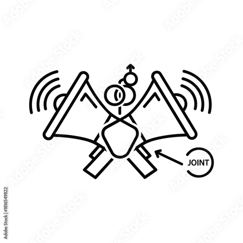 Line icon of two crossed megaphones or loudspeakers symbolizing communication, announcement, or protest, isolated on