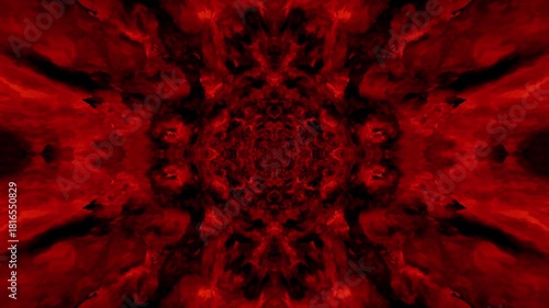 Ominous Red Kaleidoscope Tunnel. A Dark, Hellish Animation Loop of Morphing Blood Clouds.