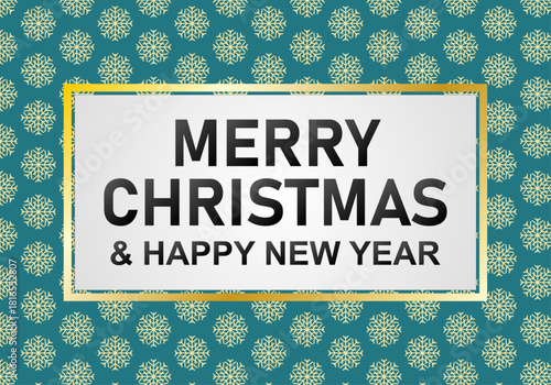 Patrón de copo de nieve con marco dorado para felicitación navideña