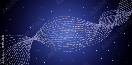 Fondo abstracto de tecnología con líneas de datos onduladas y puntos