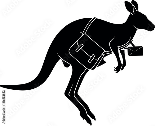 Kangaroo messenger silhouette traveling courier animal
