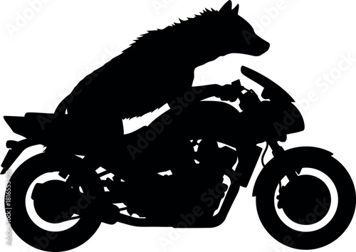 Wolf rider silhouette on sportbike