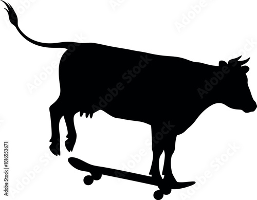 Cow skateboard silhouette