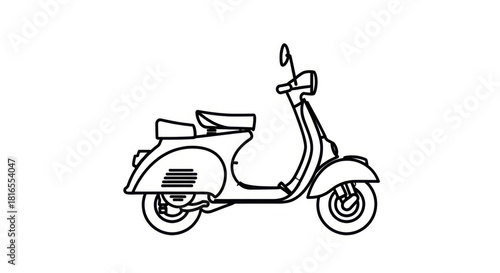 Scooter Line Art with Moped Vector, and Motorcycle Outline.