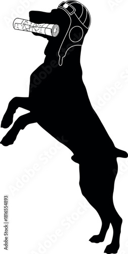 Playful dog silhouette excited german shorthaired pointer
