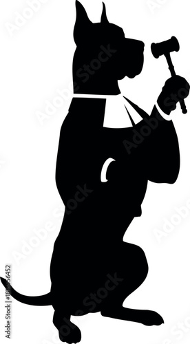 Great dane lawyer silhouette with gavel
