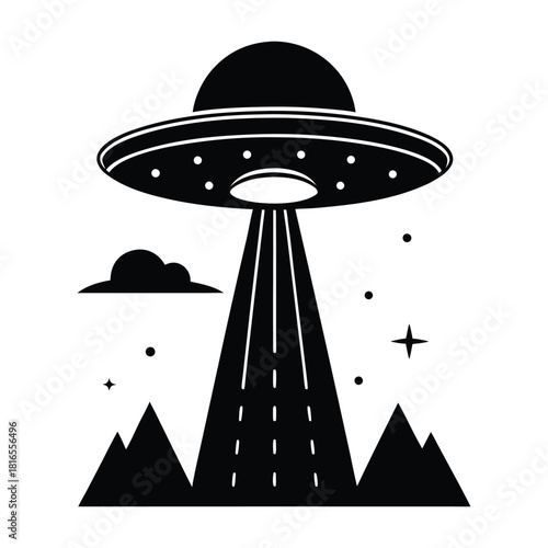 Retro Spaceship Silhouette Vector 