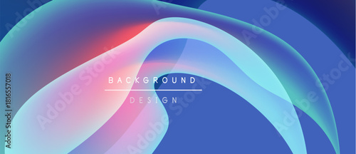 Abstract fluid shapes, vibrant colors blend. Background design features soft gradients, modern aesthetic. Smooth curves create dynamic composition.