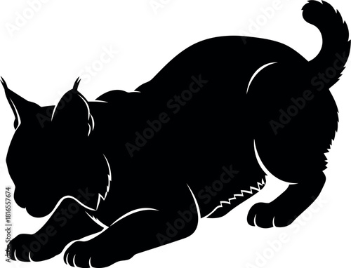 Black cat silhouette playful pose