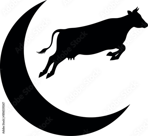 Cow jumping over moon silhouette