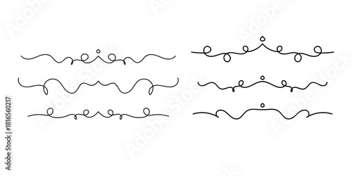Set of Vintage decorative lines. text dividers. Line border. Lines separators, Borders, Set of various doodle style line dividers and arrow icons for design