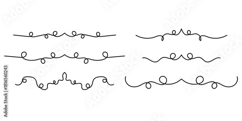 Set of Vintage decorative lines. text dividers. Line border. Lines separators, Borders, Set of various doodle style line dividers and arrow icons for design