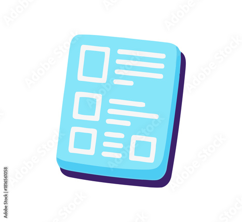 Simple Candyland Pastel Checklist or Survey Form Icon with Boxes and Text for Task Management or Documentation