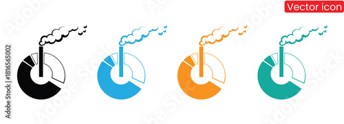 Colorful carbon footprint icons showing pollution statistics data,factory hazard pollution icon sign vector,
