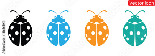 Colorful ladybug icons for spring designs and playful decorations,Ladybug icon set. flat illustration of vector icon,hand drawn ladybug logo design