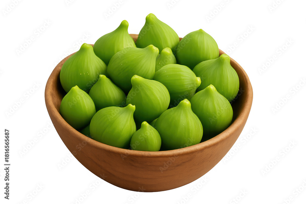 custom made wallpaper toronto digitalGreen figs filling wooden bowl, vibrant healthy fruit harvest, fresh raw whole food on transparent background