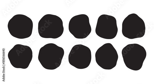 Wavy liquid organic blob and abstract rounded forms set with smooth oval curves, doodle-style irregular bubbles, colourful soft pattern backgrounds, geometric frames, and trendy vector illustration