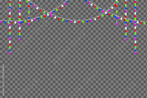 Purple Decorative Light Garland on Transparent Background