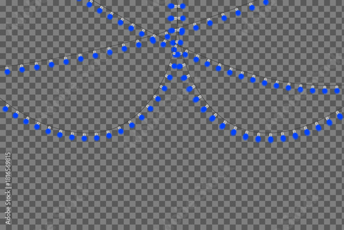 Blue Festival Hanging Light Garland on Transparent Background