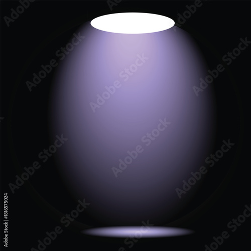 Vibrant purple spotlight beam illuminating a circular stage area