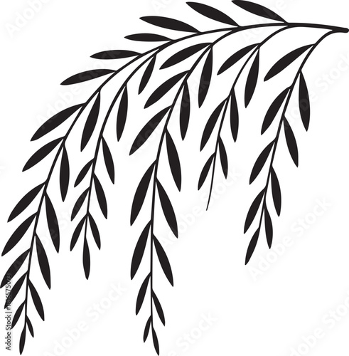 Simple green bamboo branch vector illustration