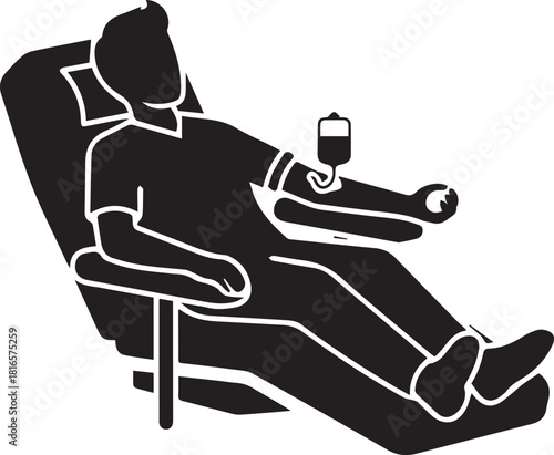 Silhouette of a person donating blood in a comfortable medical chair for health and support