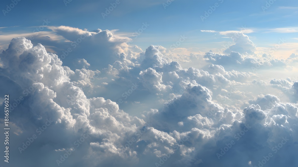 Fototapeta premium Breathtaking aerial view of a sea of fluffy white clouds from above.