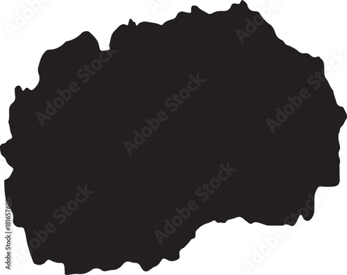 Black Silhouette Map of North Macedonia Isolated on White Keywords: North Macedonia, map