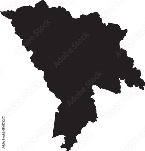 Black Silhouette Map of the Republic of North Macedonia on White Background Keywords: North