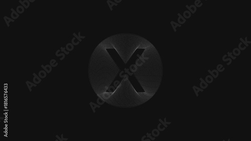 Minimalist X Logo: Abstract Linear Wave Animation on Dark Background