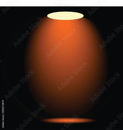 Amber stage spotlight beam illuminating an empty performance area