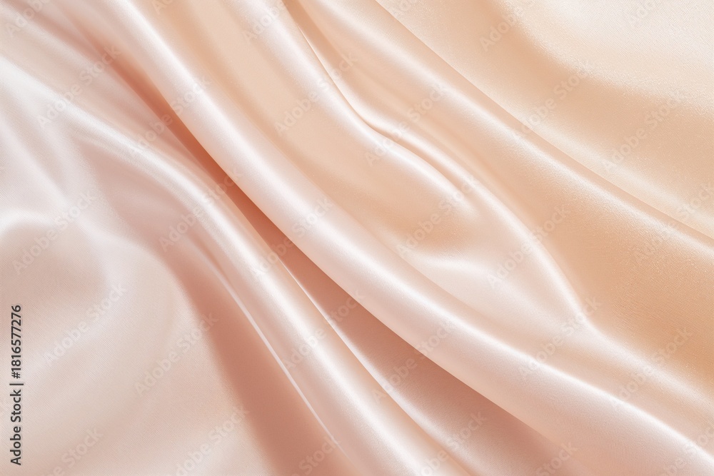Fototapeta premium Peach Satin Fabric with Elegant Soft Folds and Glossy Surface
