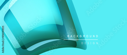Abstract flowing shapes, turquoise hues, modern design. Gradient layers create dynamic visual effect. Minimalist composition.