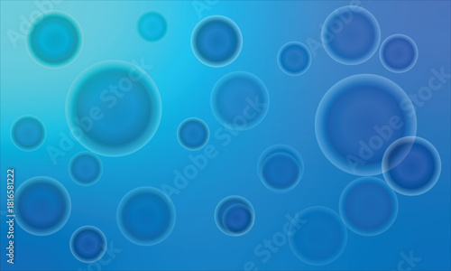 Abstract Bubbles in Blue: Capturing a sense of depth and fluidity, translucent bubbles float against a gradient backdrop, creating a visually captivating composition.