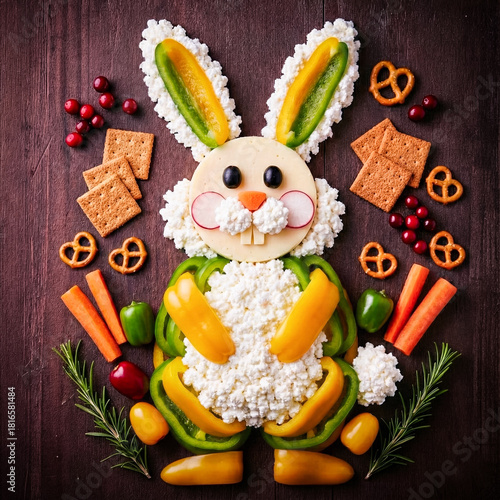 Veganer Osterhase aus Blumenkohl und Paprika