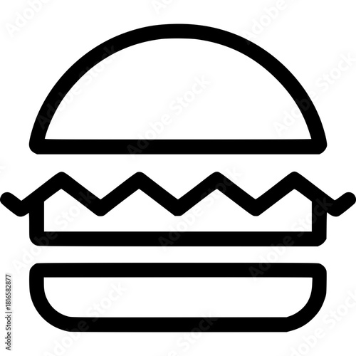 Delicious Burger Icon: A simple yet enticing icon of a burger, showcasing the classic elements of a satisfying meal.