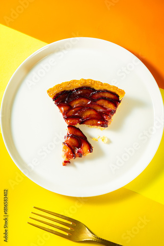 fresh baked plum tart with crust pastry