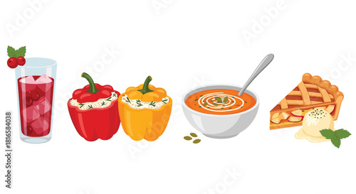 A collection of delicious autumn foods and drinks, Generative AI.