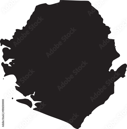 Silhouette map of Sierra Leone country on white background Africa