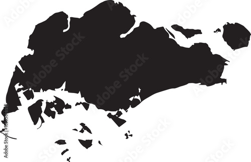 Silhouette map of Singapore country on white background Asia