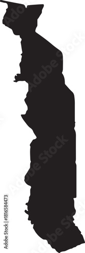 Silhouette map of Togo on a white background Africa country